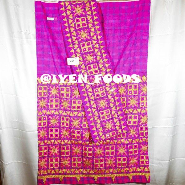 A143 KAIN TAPIS KOTAK BUNGA BAHAN PINK BENANG PLINTIR KACA TANEM
